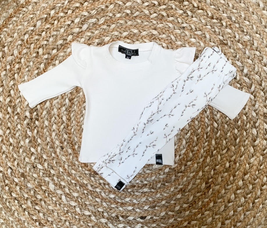 Rib gebroken wit longsleeve ruffle - Shirtjes Made for Baby