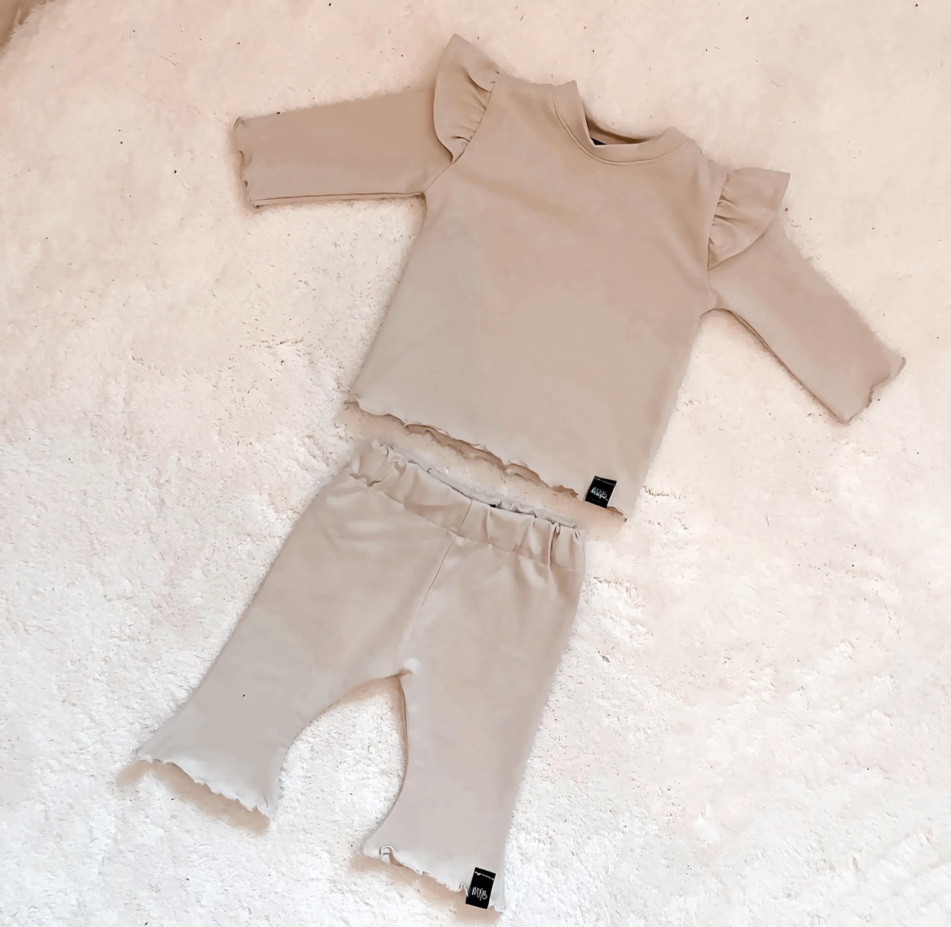 Babykleding Effen beige ruffle flared
